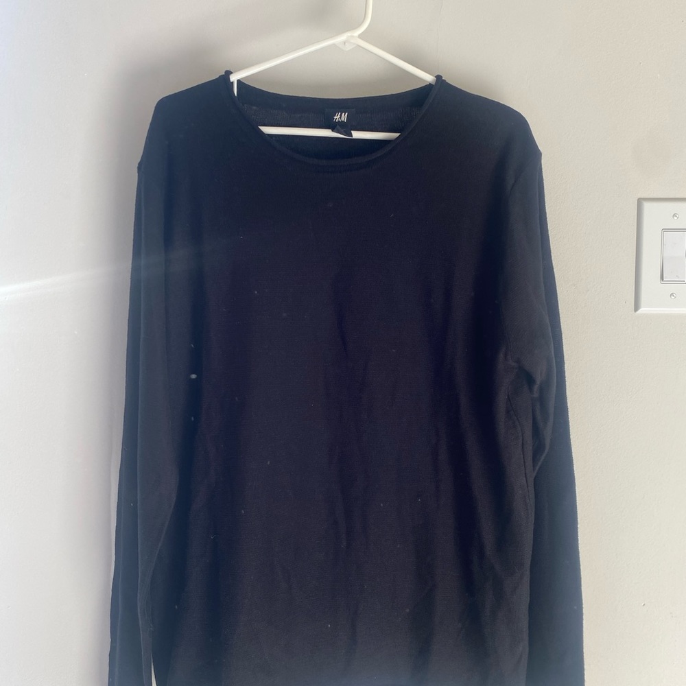 MENS BLACK CREW NECK SWEATER - H&M - Large